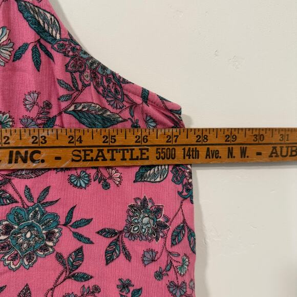 J. Jill Women's Lotus Floral Maxi Dress Pink Teal Print Tank Flowy Loose 4X - Picture 8 of 9